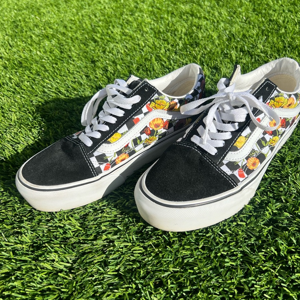 Vans Black Floral Sneakers